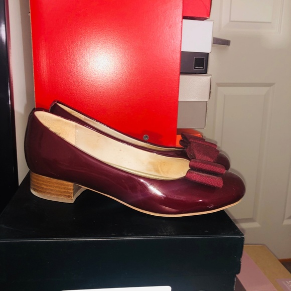 Bow ballet patent leather flats burgundy - Picture 2 of 3